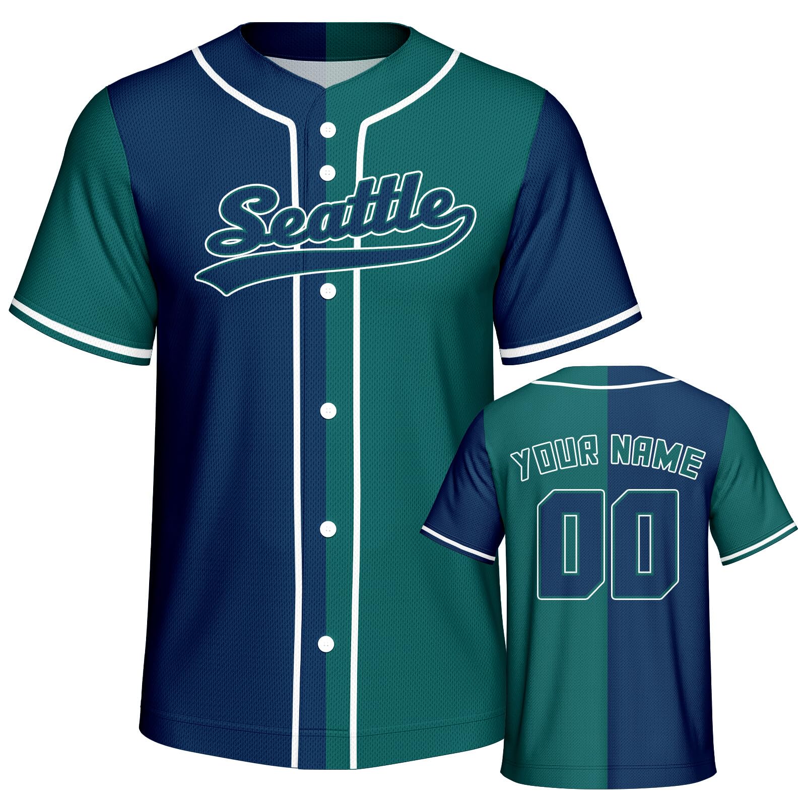 Custom Baseball Jersey Split Button Down Baseball Shirts Printed Stitched Name Number Fans Gift for Men Women Youth Kid S-6XL