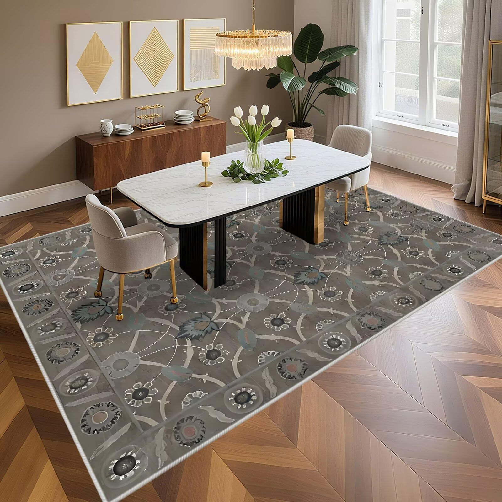 Tappeto Salva Parquet Lavabili in Lavatrice 200x250cm,Tappeti Grandi Dimensioni,0 per Camera,Condominiale,Salone