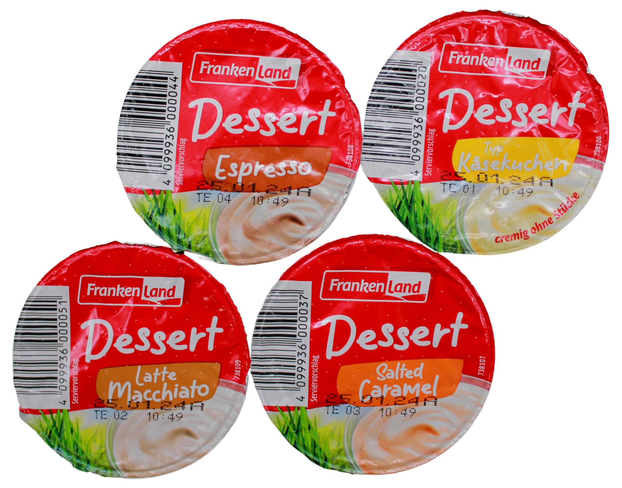 Franken Land Dessert 4-fach sortiert Espresso, Salted Karamell, Latte Macchiato und Käsekuchen Geschmack, 20er Pack (20 x 100g)