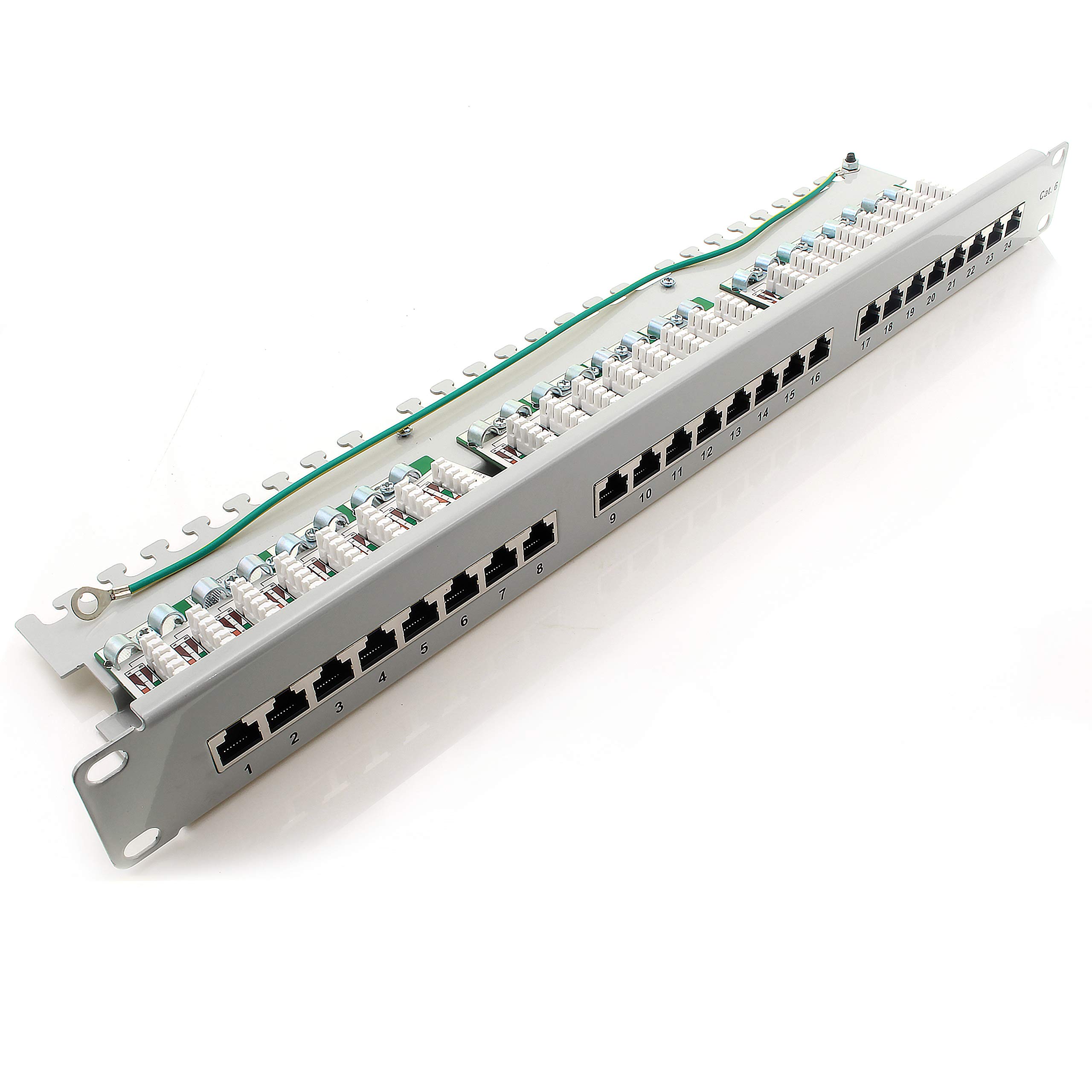 1aTTack.de 367464 Panneau de brassage CAT6 24 ports panneau de distribution blanc LSA+ technologie de connexion distribution réseau - RJ45 - TIA 568 A/B - blanc
