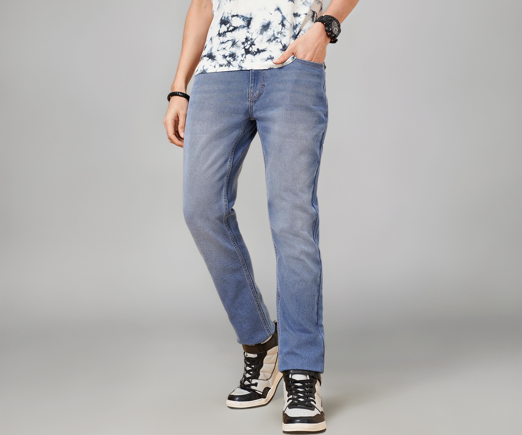 Image of Men's SF Jeans Light Blue Jeans Slim Tapered Fit,Light Blue,30