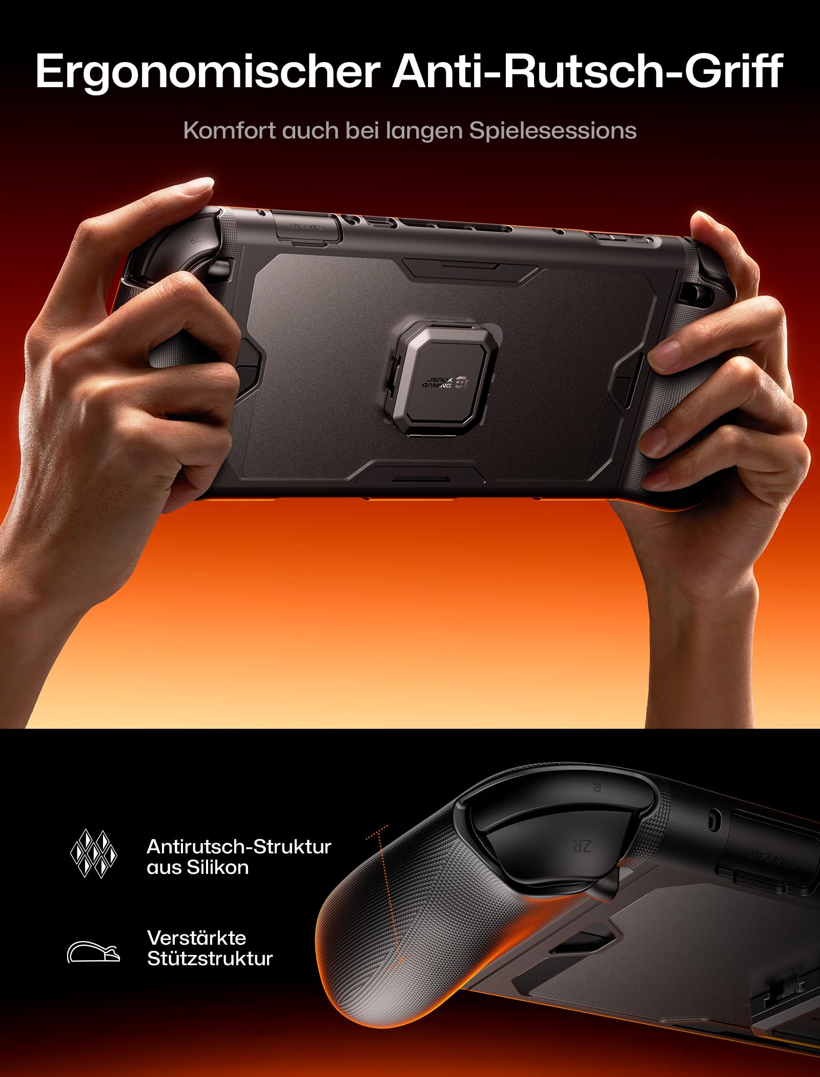 JSAUX PC0121 Etui ochronne do Switch 2, ochrona 360° ModCase z przednią pokrywą, metalową podstawką, silikonową opaską, uchwytem do stacji dokującej i kablem przedłużającym – zestaw dokujący