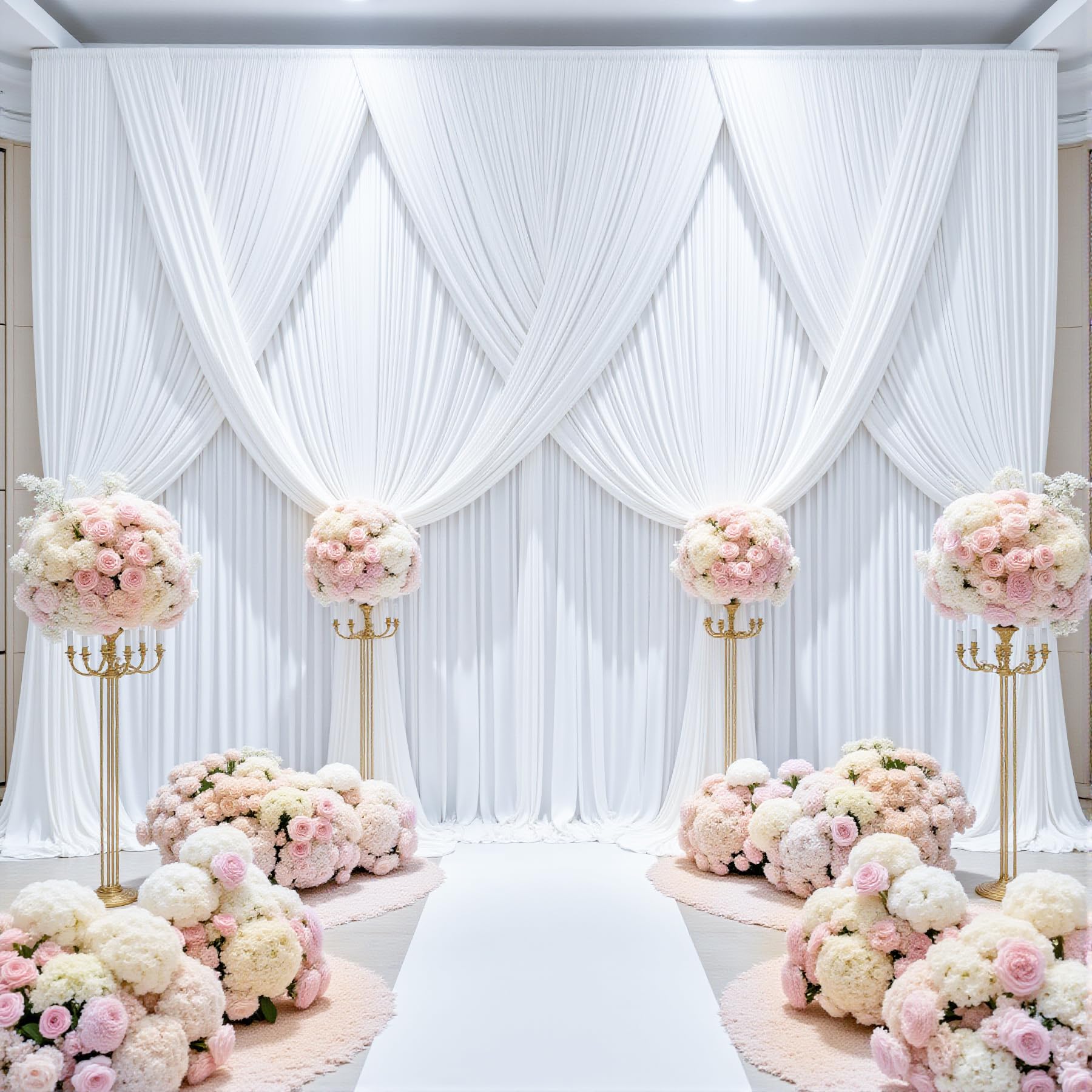 20ft x 12ft White Backdrop Curtains Panels for Party Wrinkle Free Fabric Backdrop Drapes Decorations Cloth for Wedding Baby Shower Photography