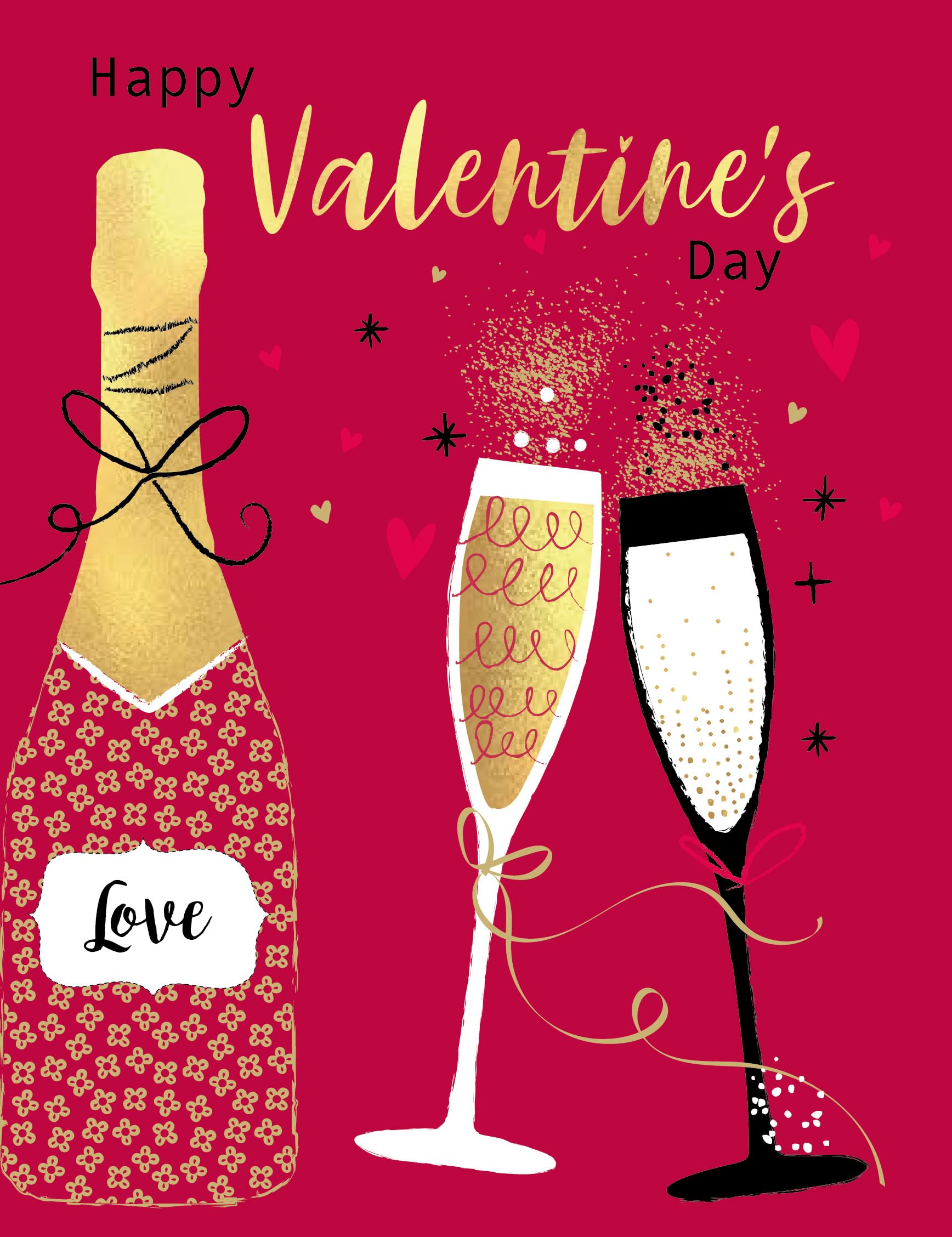 Piccadilly Greetings Valentines Day Card, Champagne - 8 x 6 inches