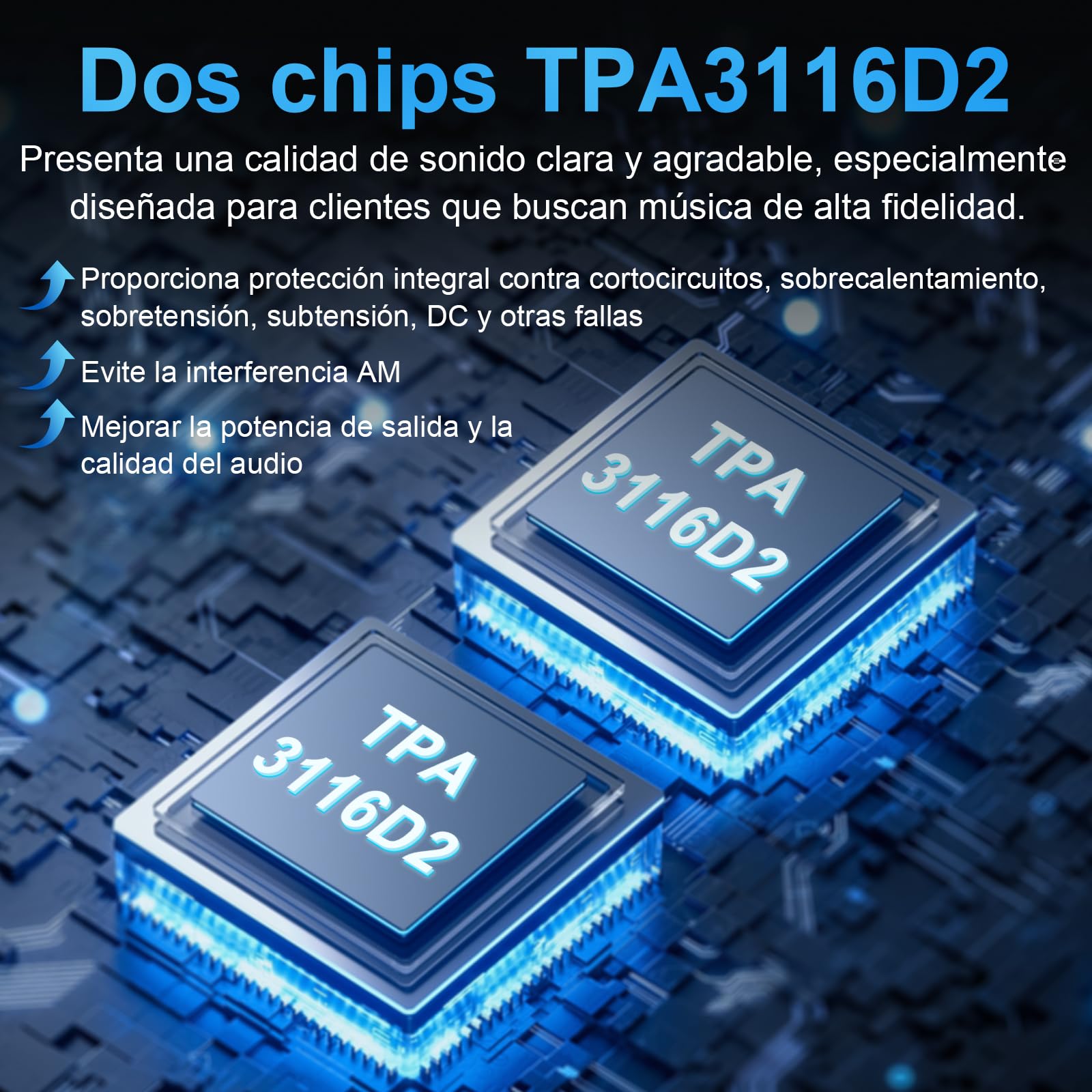Depusheng DPA30 Amplificador Receptor de Audio estéreo 2.1 Canales Mini Hi-Fi Bluetooth 5.0 Amplificador de componentes de Audio 50 W x2+100 W para el hogar al Aire Libre Altavoz pasivo y subwoofer