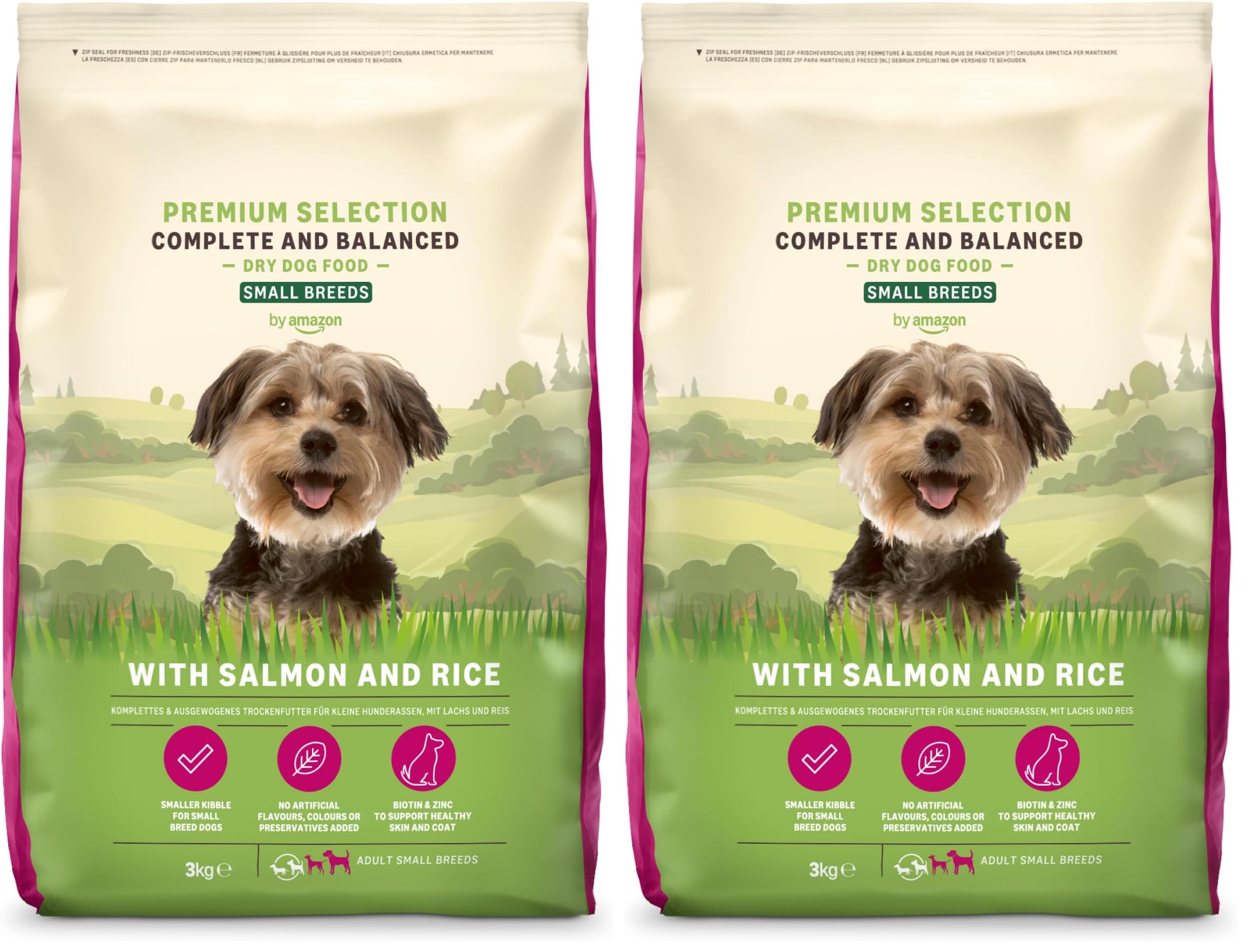 Marchio Amazon - Lifelong - Complete Alimento secco completo per cani adulti (razze di piccola taglia) con salmone e riso, 1 x 3kg (Confezione da 2)