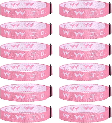 Miniatura 1 de WWJD - Paquete de pulseras para niñas adolescentes, 12 pulseras ajustables de letras rosas W.W.J.D. Regalos de alegría a granel para equipo, regalos