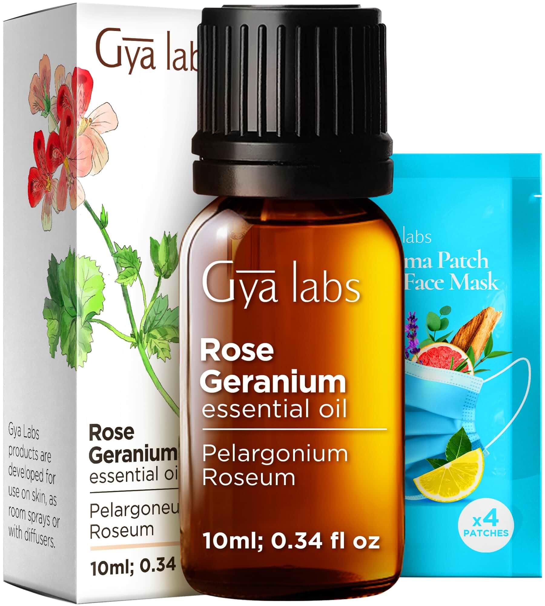 Rose Geranium Essential Oil for Skin, Hair & Diffuser - 0.34 Fl Oz Rose Geranium Oil for Everyday Face & Body Care, suits Dry & Delicate Areas, Facial Oils in the Evening