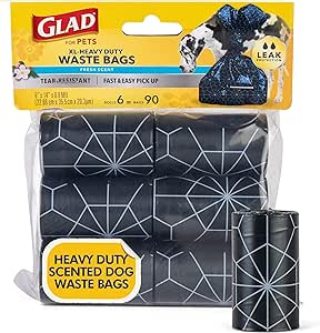 Glad for Pets Extra Large Tropical Breeze Scented Dog Waste Bags Refill Rolls| Poop Bags for Dogs, 90 Count - Dog Poop Bag Refills, 15 Dog Waste Bags Per Roll