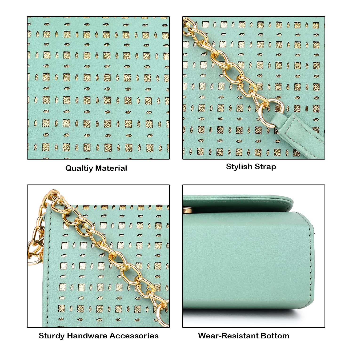 ADISA Crossbody Bag for Women - Laser Cut Sling Bag with Gold Chain, Stylish Women's Cross body Handbag for Girls, Faux Leather Shoulder Bag 1
