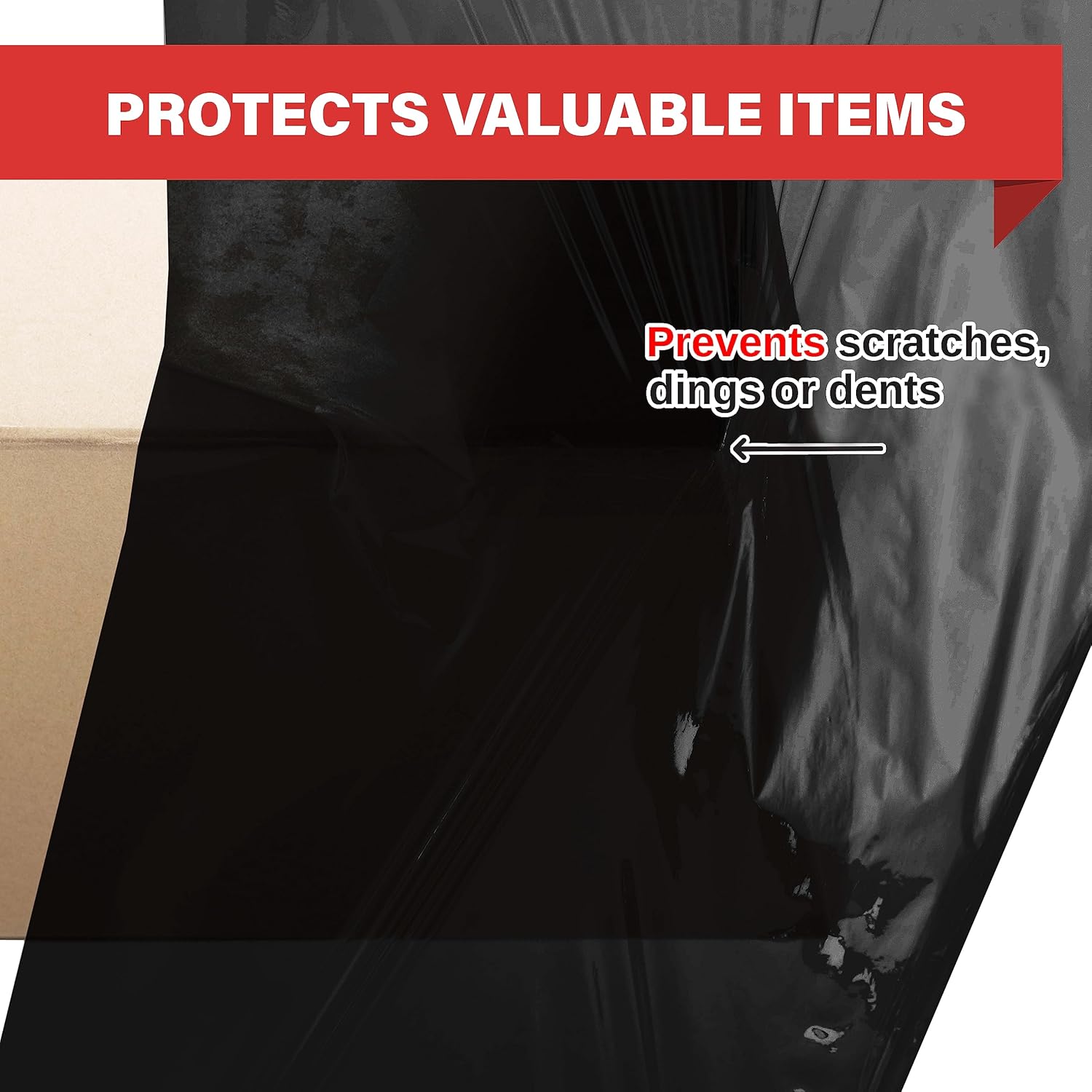 Black Stretch Wrap Industrial Strength Extra Thick 4 Rolls 18" 1100 SqFt 80 Gauge Shrink Wrap Roll for Moving Supplies, Furniture, Pallets, Plastic Wrap for Packing, Stretch Film