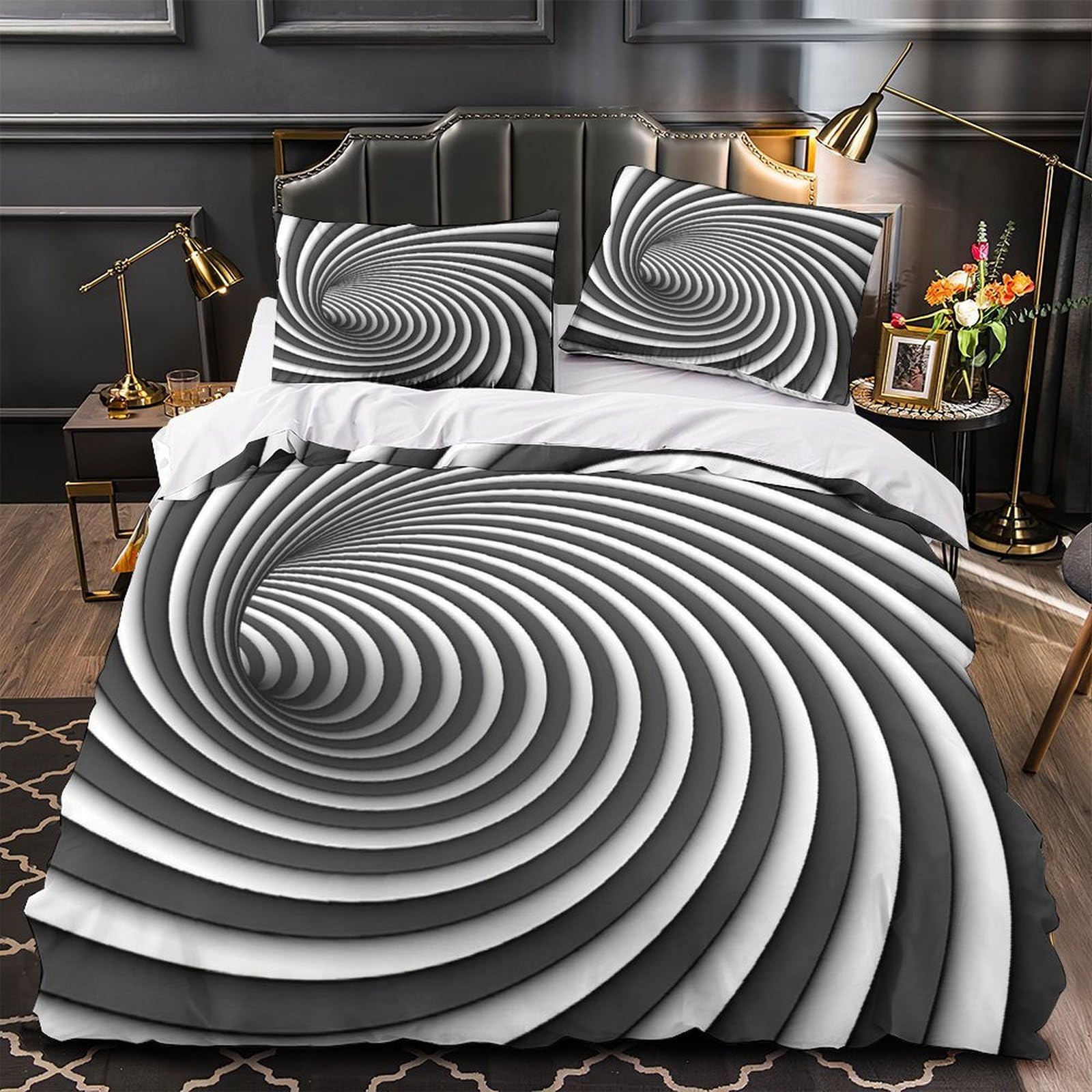 MMDASBVPE Optical Illusion Comforter Cover 3D Design Printed Luxury 3 Piece Bedding Set Zipper Duvet Cover Super Soft Washable for Kids Teens Adults Women Youth Teenagers Single（140x200cm）