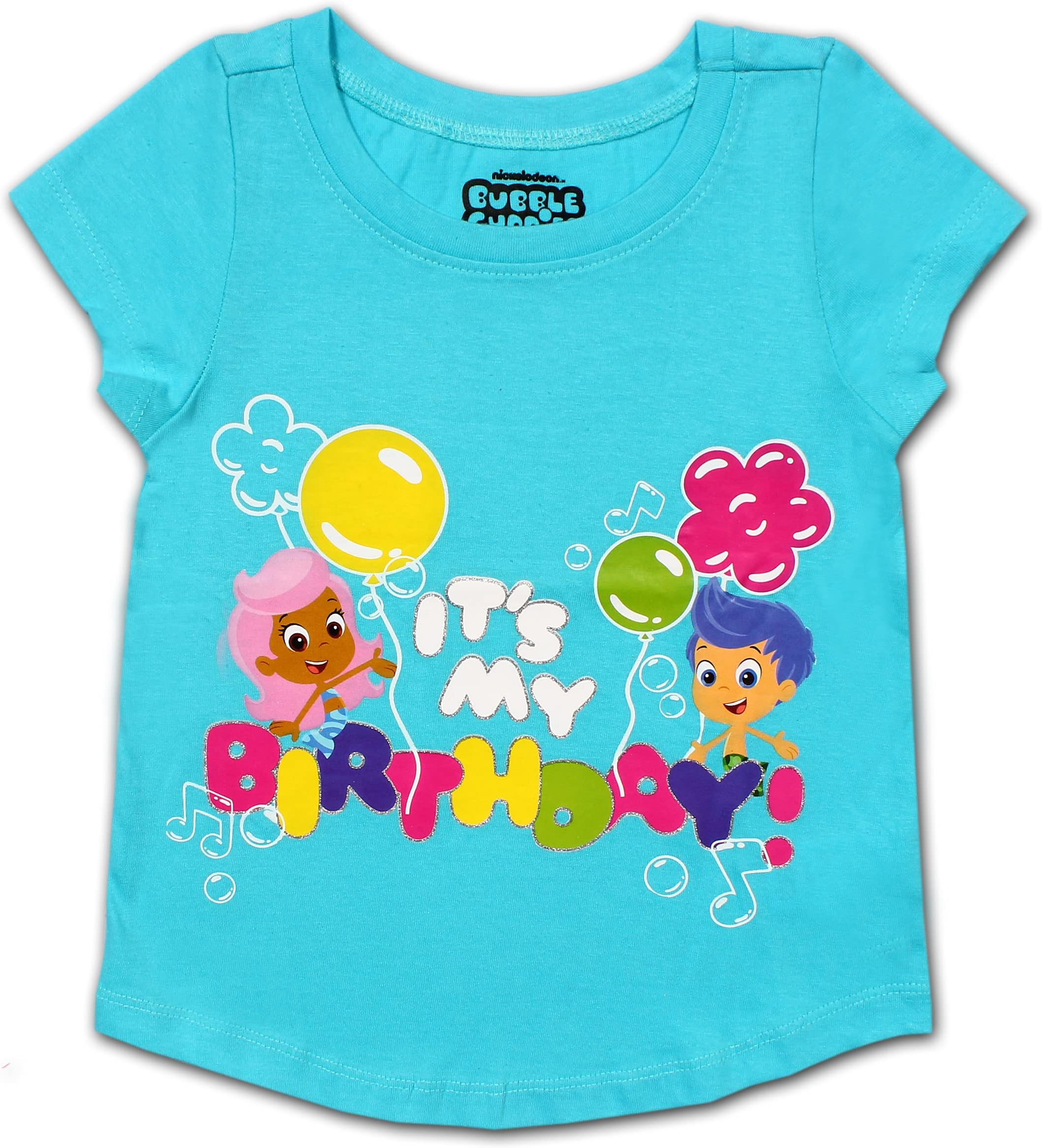 Nickelodeon Bubble Guppies Girl's It's My Birthday Blouse Tee Shirt, Blue, Size 5T