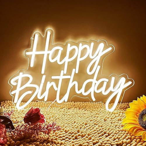 Miniatura 3 de Letrero de neón para decoración de pared para dormitorio, cafetería, fiesta de aniversario, reutilizable y regulable, feliz cumpleaños, LED, luz de