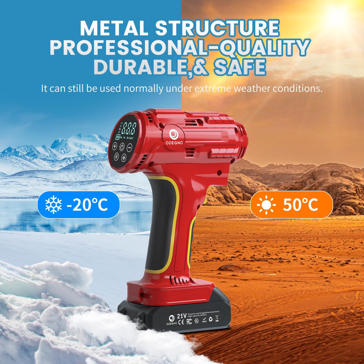 Cordless Air Compressor 160PSI Portable Tire Inflator with 10000mAh Battery & Dual Power System - 2X Faster (35L/min) Auto Shut Off Digital Gauge for Car SUV Truck RV - Red