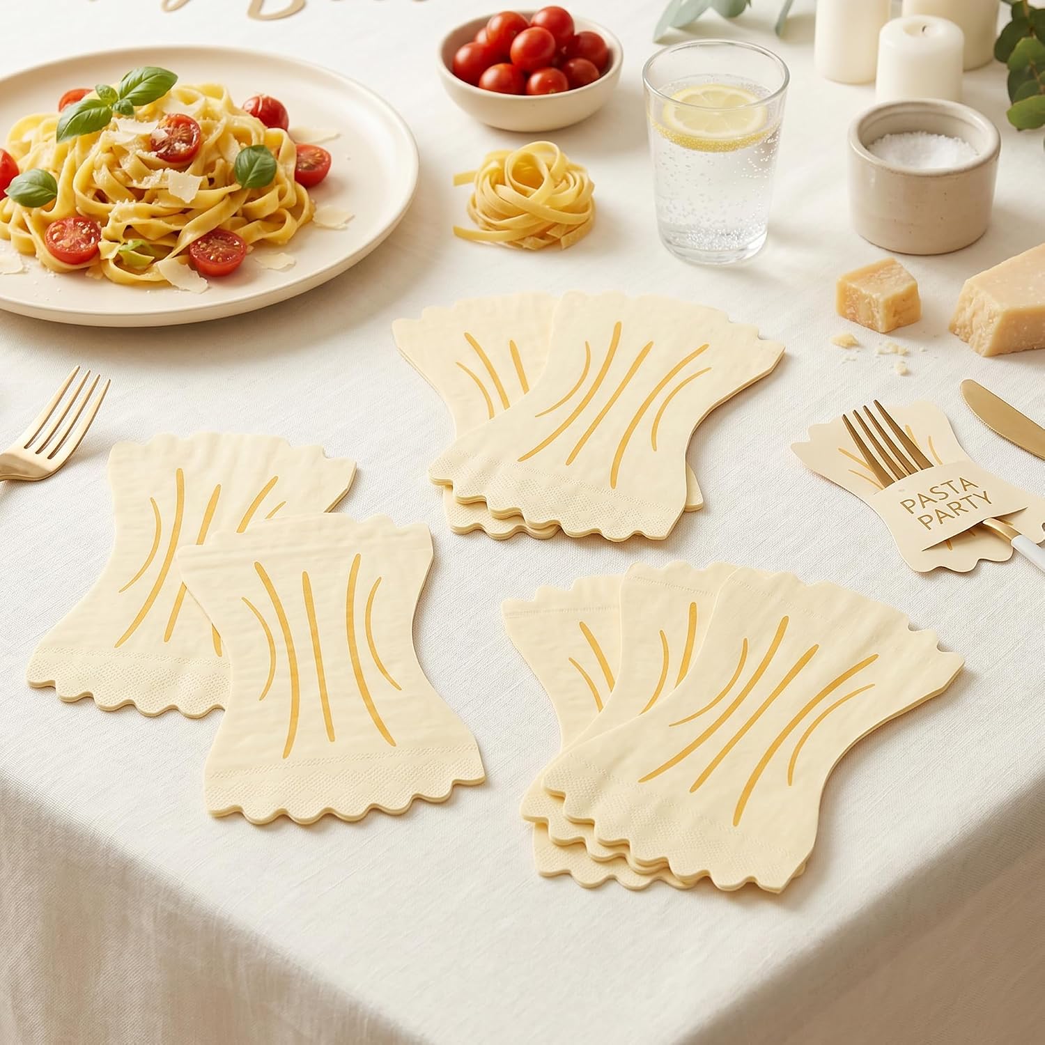 TOUROAM 50PCS Italian Pasta Party Napkins, Pasta Party Decorations for Pizza Night Dinner Dessert Table Decor