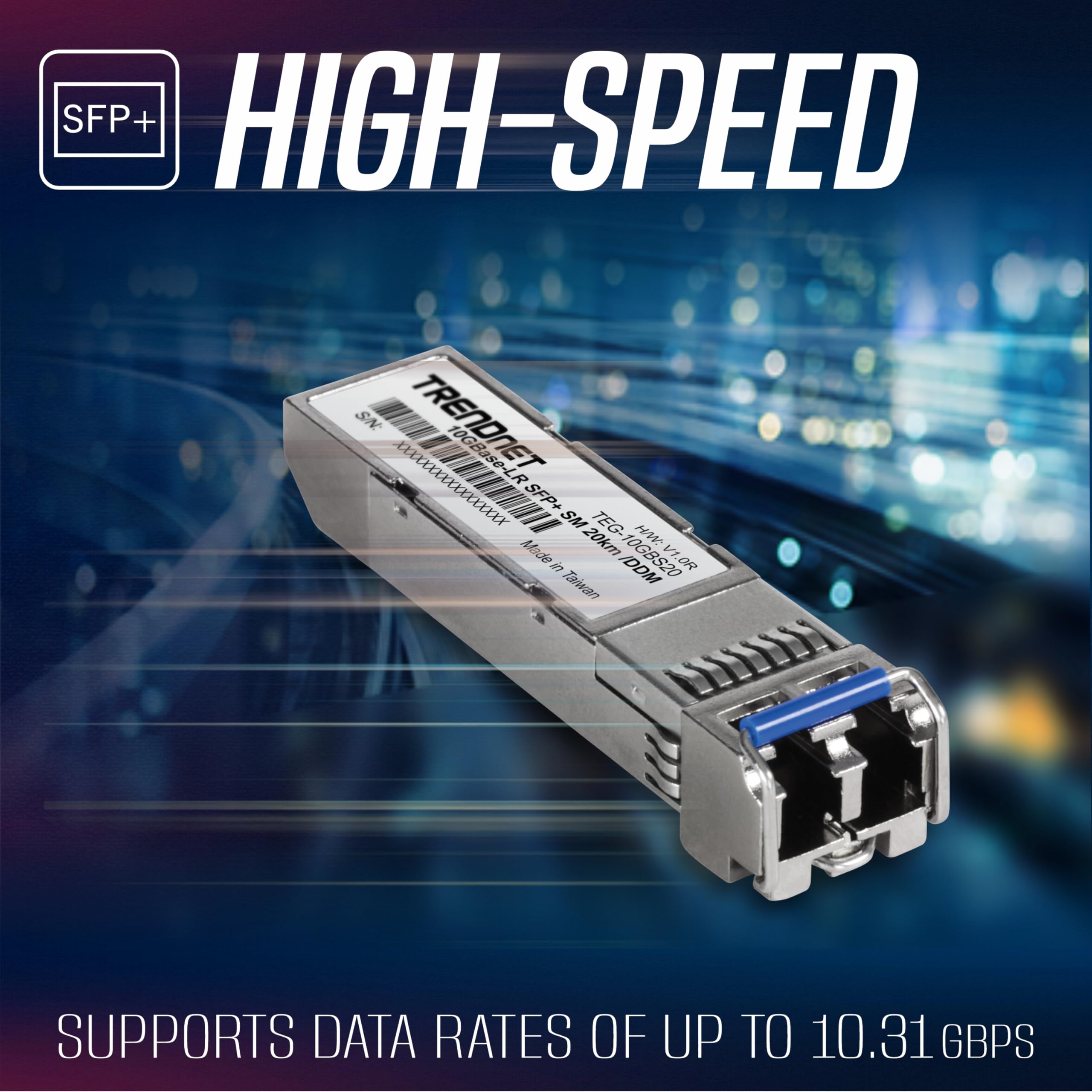 TRENDnet 10GBASE-LR SFP+ Single Mode LC Module (20KM with DDM), W128918056 (LC Module (20KM with DDM))