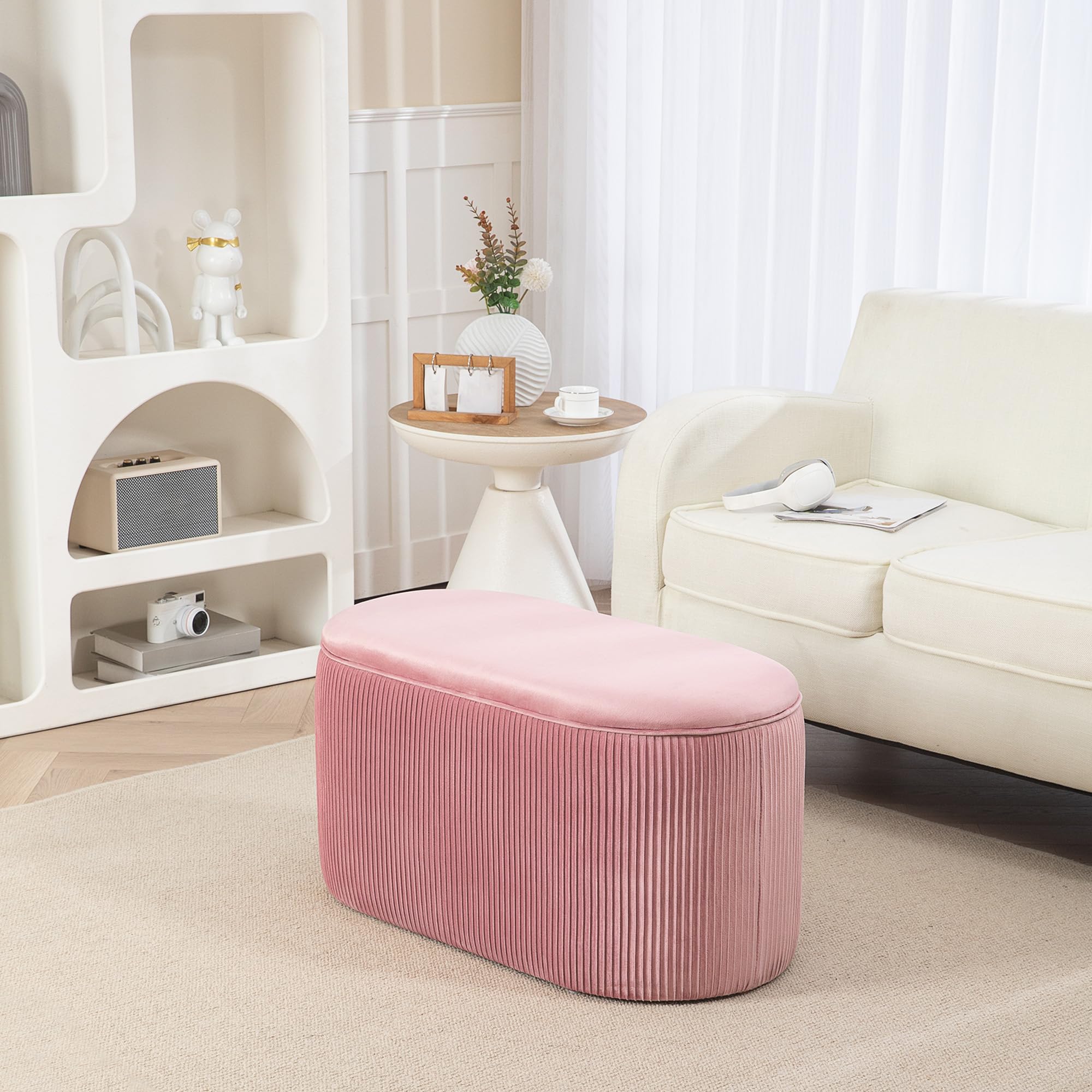 Panca portascarpe Pouf Panche portaoggetti Ene of Bed Panca con Contenitore,Pouf Imbottito in Velluto,Pouf portaoggetti con Bottone Trapuntato,Panca per Scarpe da Ingresso per Soggiorno Corr