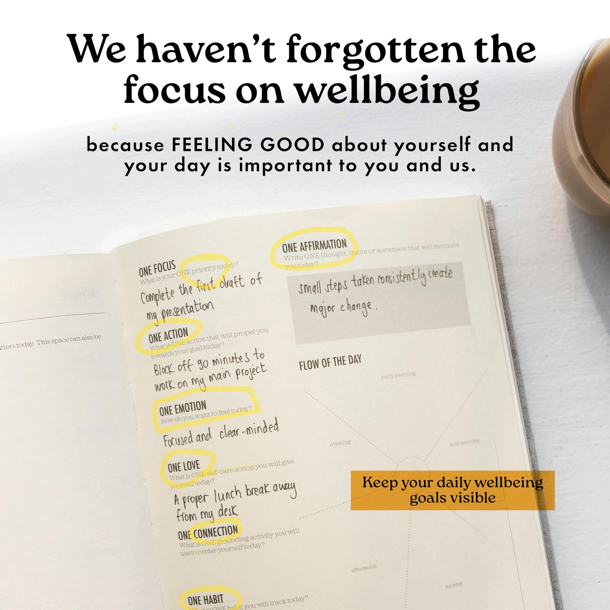 ONE FOCUS Planner: agenda giornaliera senza data di 90 giorni per ADHD e produttività, impostazione degli obiettivi, sollievo dall'ansia, esercizi di consapevolezza e monitoraggio delle abitudini per