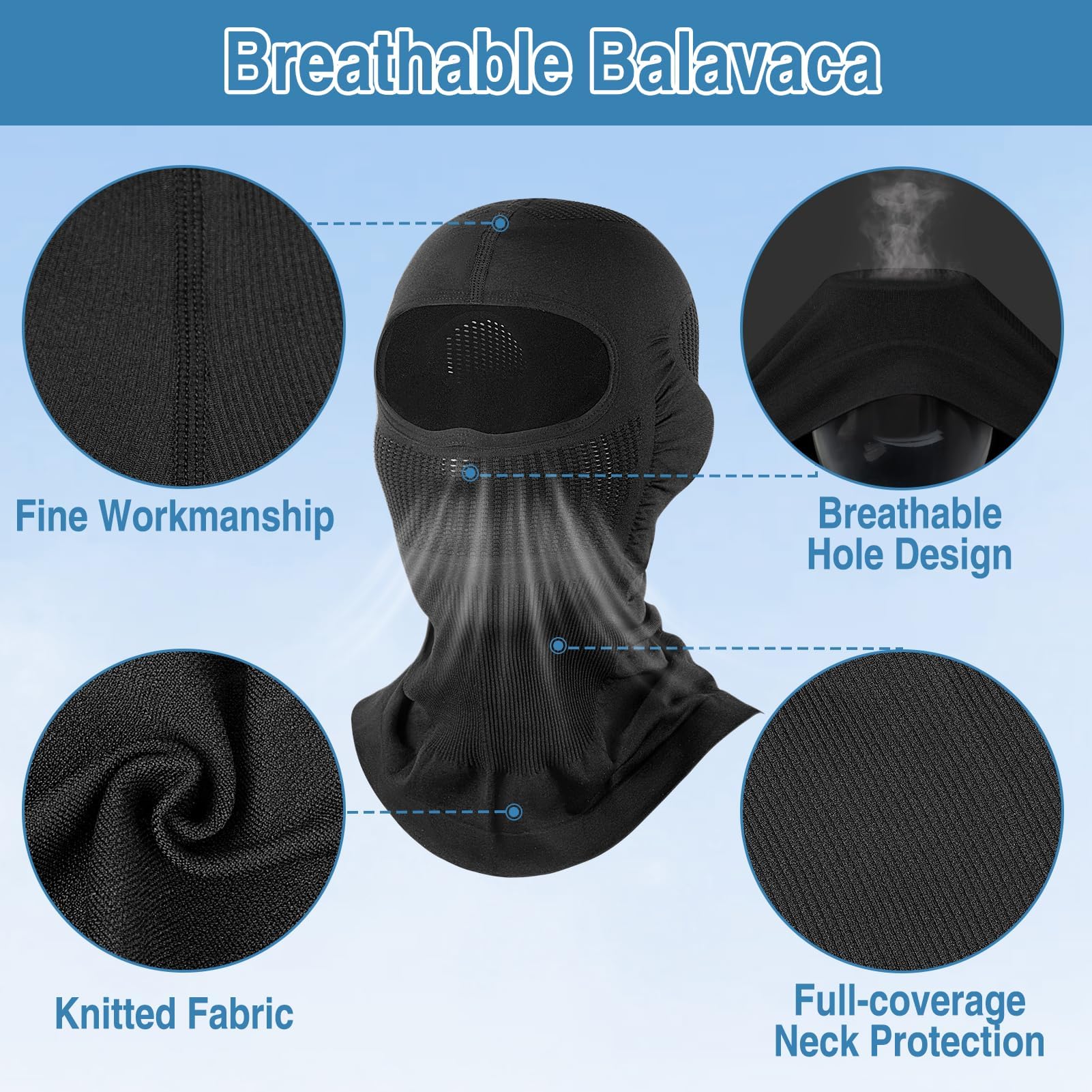 MELLIEX Passamontagna Unisex Traspirante Leggero Estivo Multifunzionale Protezione UV Sottocasco Moto Ciclismo