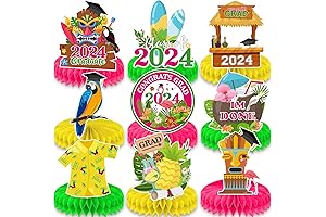 2024 Congrats Grad Aloha Luau Graduation Party Honeycomb Centerpiece Decorations