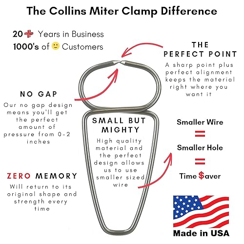 Miniatura 2 de Collins - Alicates con resorte con 13 abrazaderas de inglete y soporte de clip de abrazadera, fabricados con orgullo en los Estados Unidos