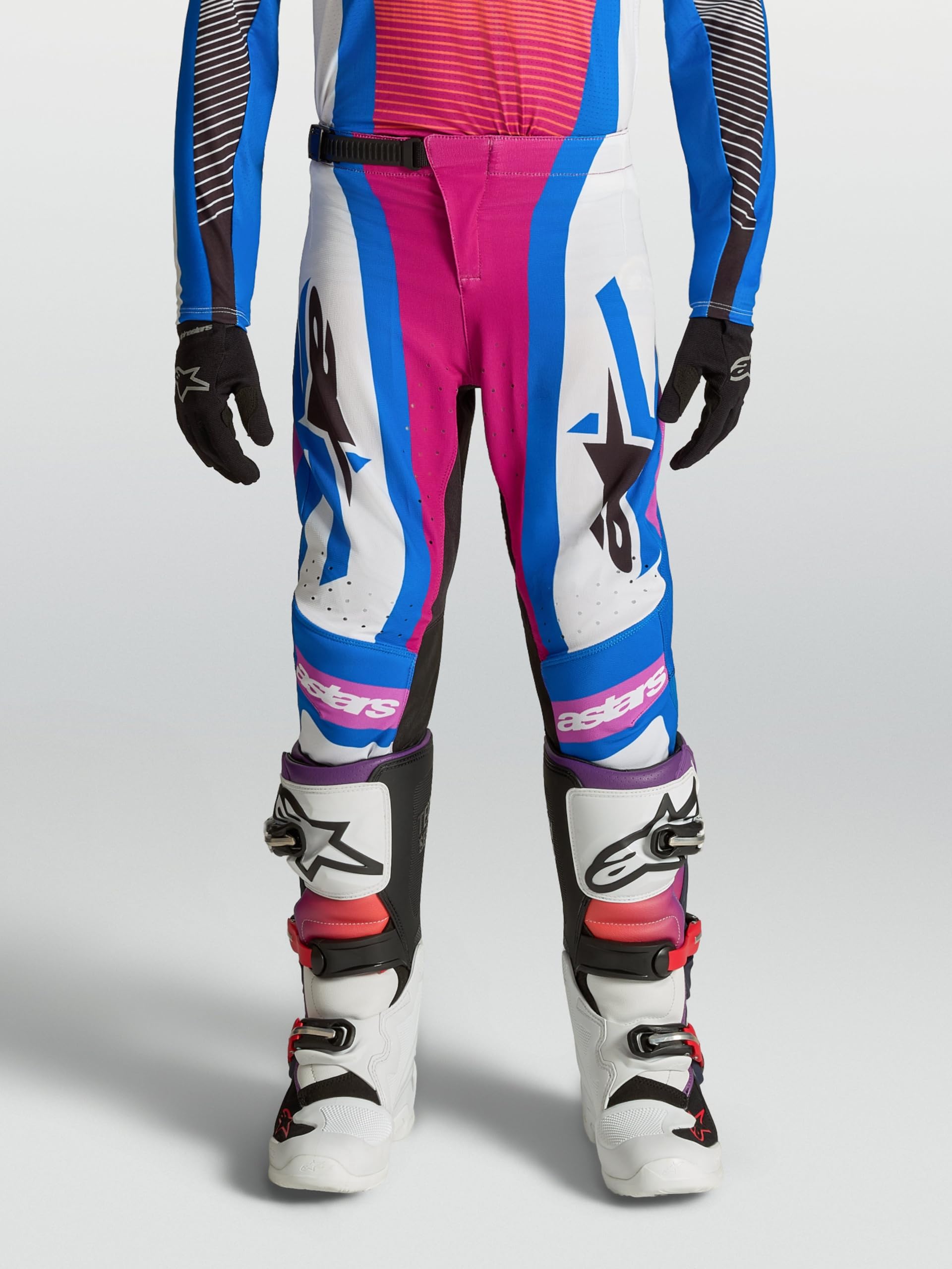 Alpinestars Supertech Maven Pantaloni Motocross Giovanili, nero/bianco/blu/rosso, 28