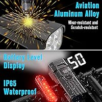 Vista 6 de Luces de moto súper brillantes de 2000 lúmenes para conducción nocturna, luces de bicicleta recargables delanteras y traseras con señales de giro