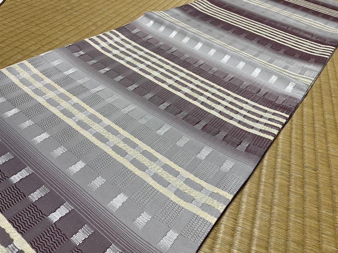 Amazon.co.jp: 西陣六通袋帯 京格子 田中伝 笹和紙使用 未仕立  