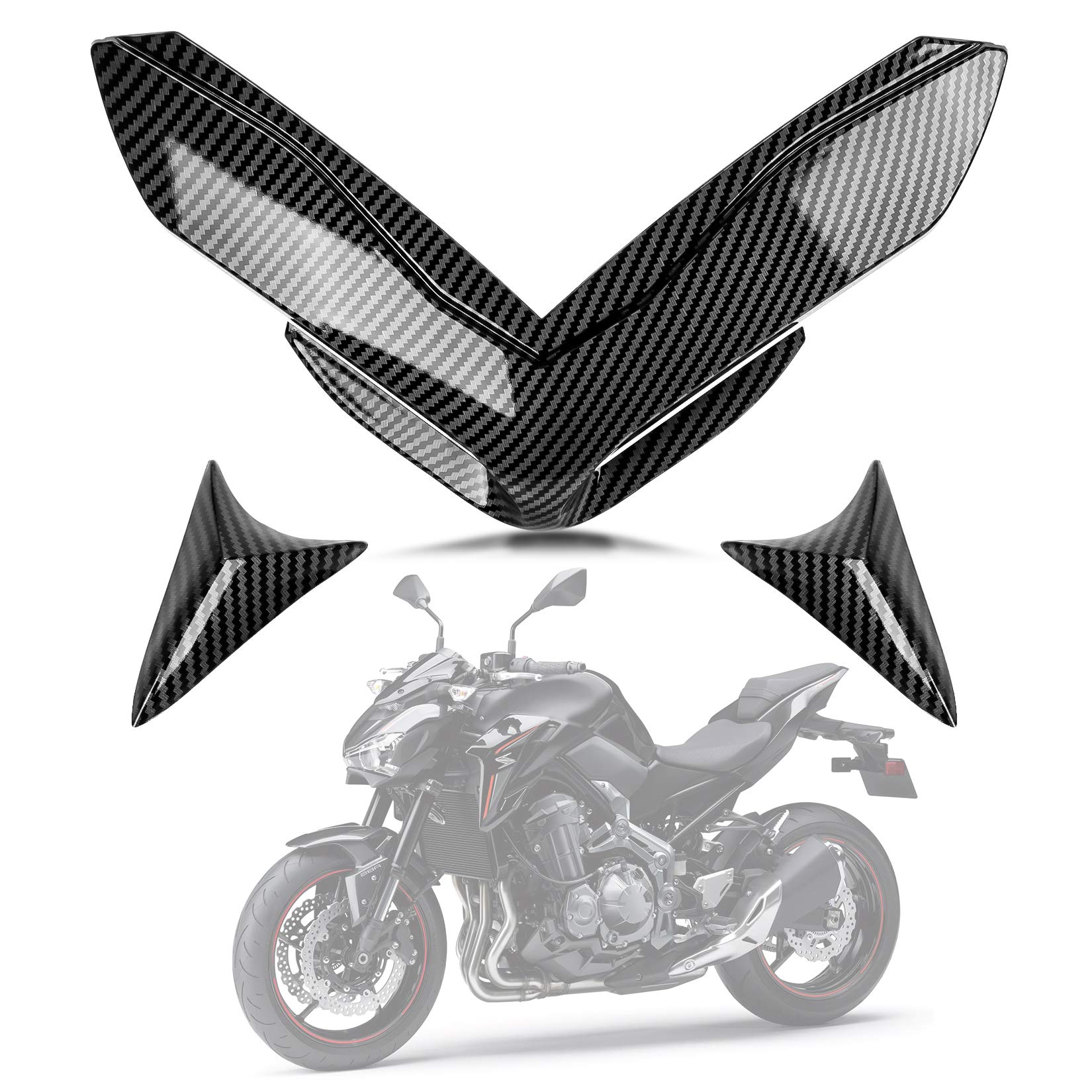 PSLER® Masque de Nez de Carénage Avant de Moto pour Z900 2017-2019 (Carbone)