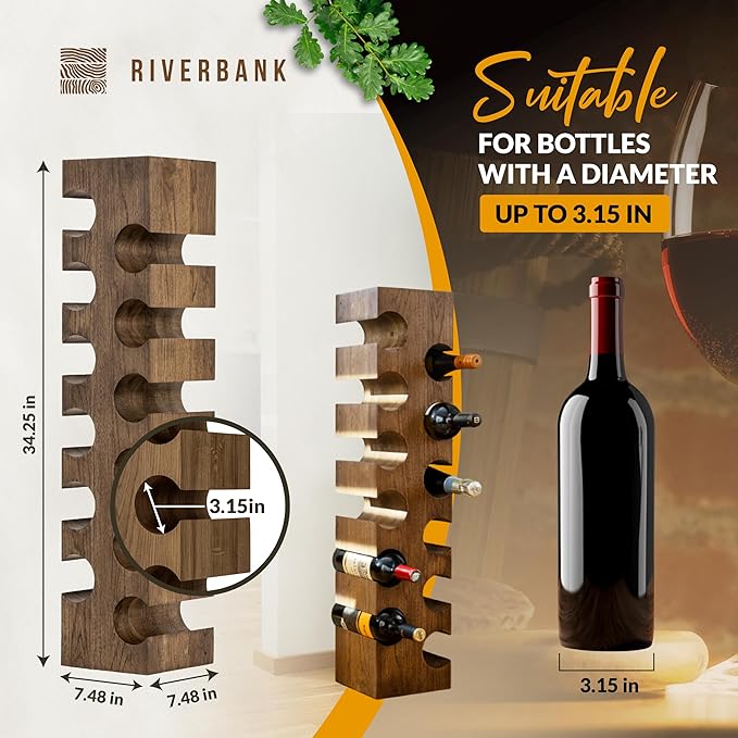 Soporte para Vinos Riverbank Roble Oscuro, 12 Botellas, de Pie miniatura 2