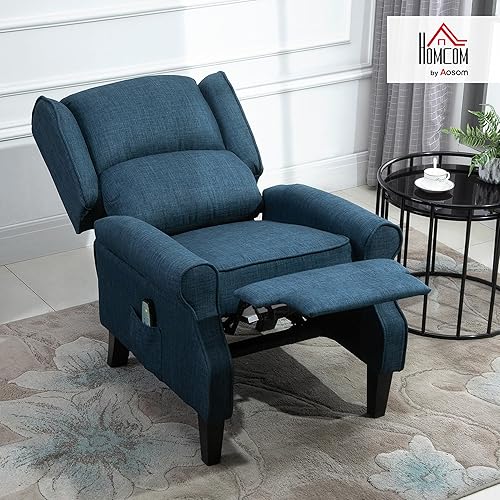 Miniatura 47 de HOMCOM Silla reclinable de masaje por vibración para sala de estar con calor, sofá individual con respaldo alado, moderna silla reclinable de tela