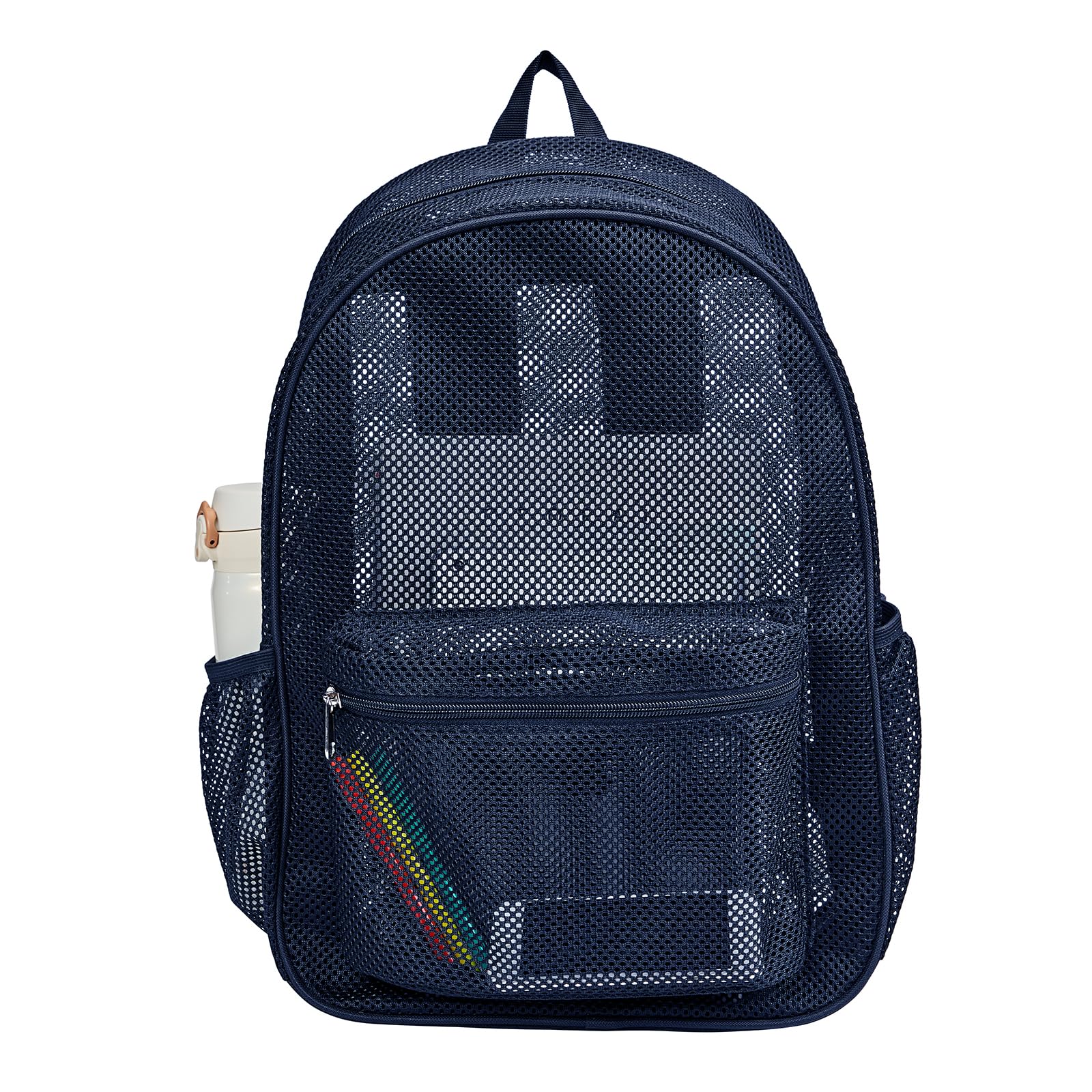 COVAX Mesh Bookbag See Through College Mesh Backpack with Padded Shoulder Straps for Commuting, Swimming, Travel, Beach, Outdoor Sports (Royal Blue)