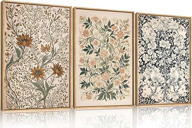 12 Unusual Wall Decor Ideas for Creative Unique Interiors 35 Large Abstract Vintage Flower Framed Canvas Wall Art,Antique Botanical W...