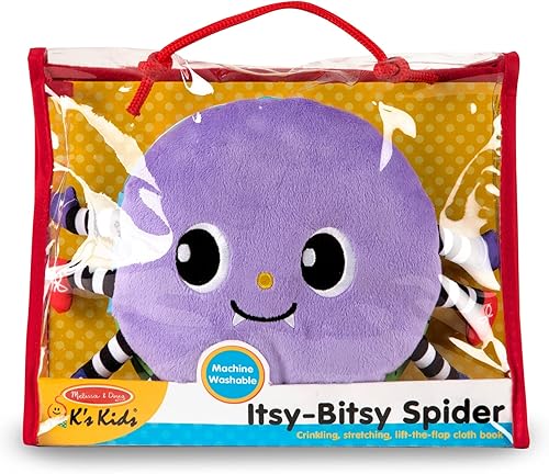 Melissa & Doug K's Kids Itsy-Bitsy Spider - Libro de actividades suave de 8 páginas para bebés y niños pequeños, libro de tela y juguete sensorial