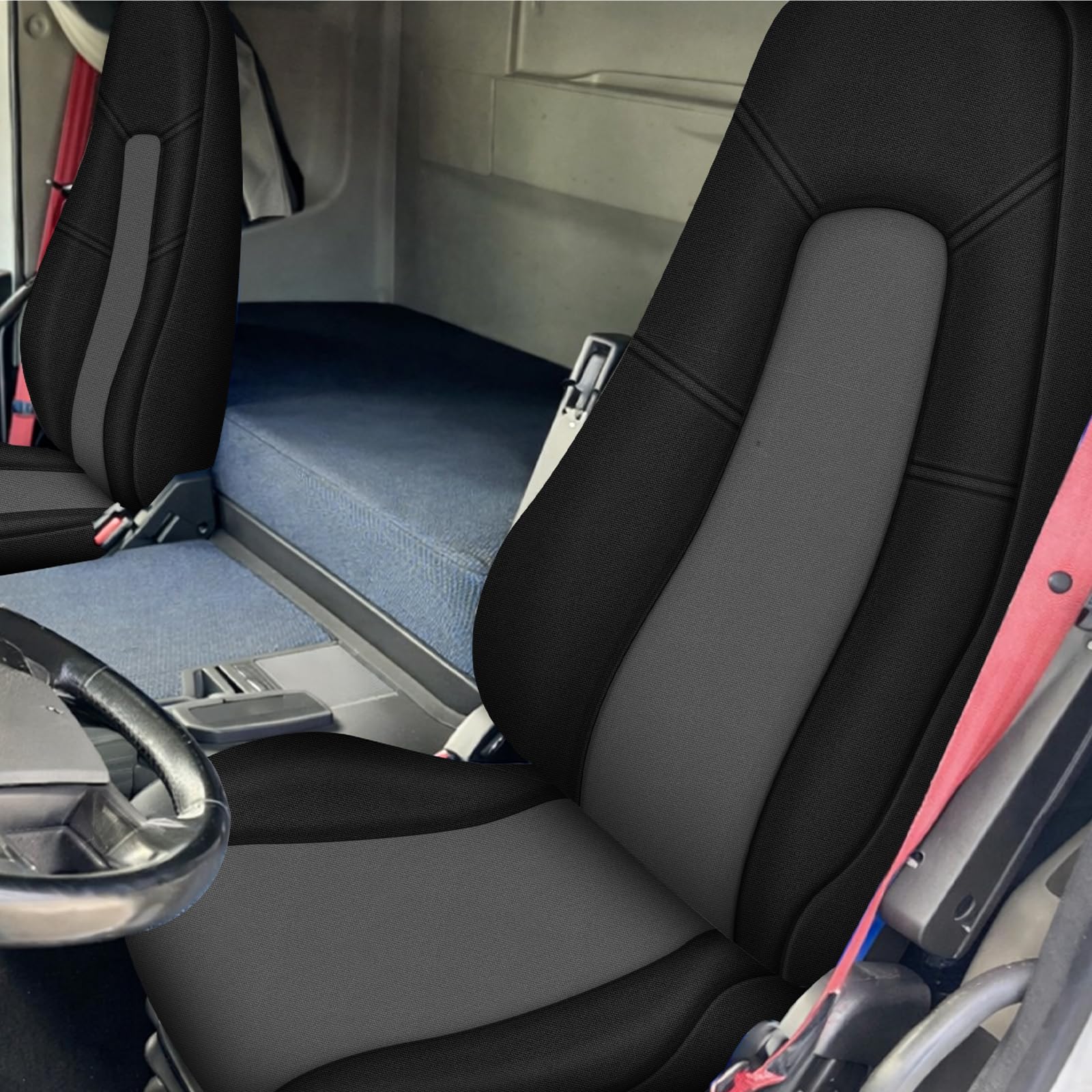 Fundas para asientos de camión para Volvo FH 12 13 16 de 2013–2026 (asiento del conductor acolchado y asiento del pasajero sin acolchado), fundas para asientos de coche Fundas protectoras para