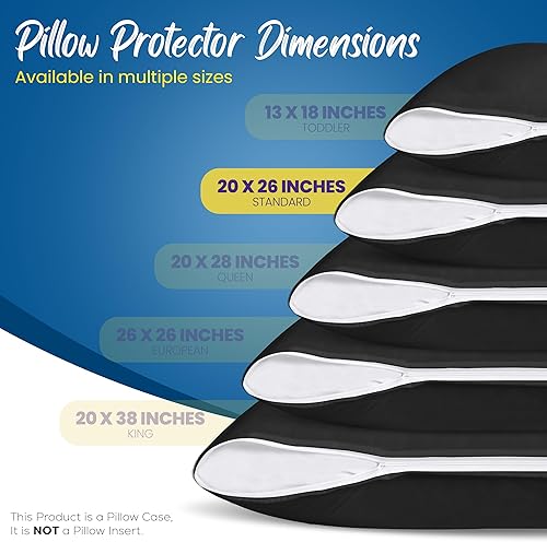 Miniatura 2 de Utopia Bedding Protector de almohada impermeable con cremallera (paquete de 4) negro estándar - Funda de almohada a prueba de chinches de 20 x 26