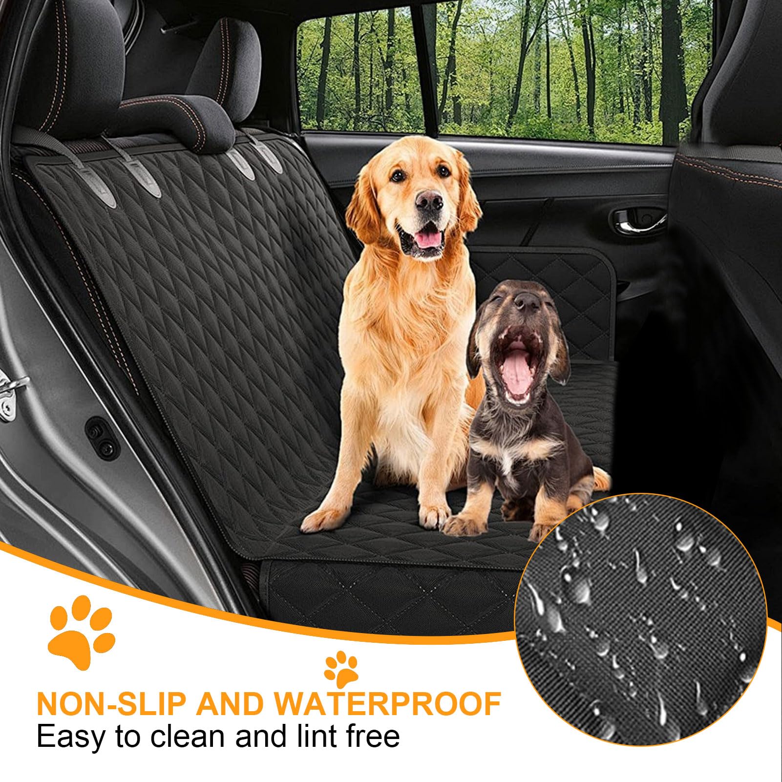 Active Pets Bench Dog Car Seat Cover For Back Seat, Waterproof Dog Seat