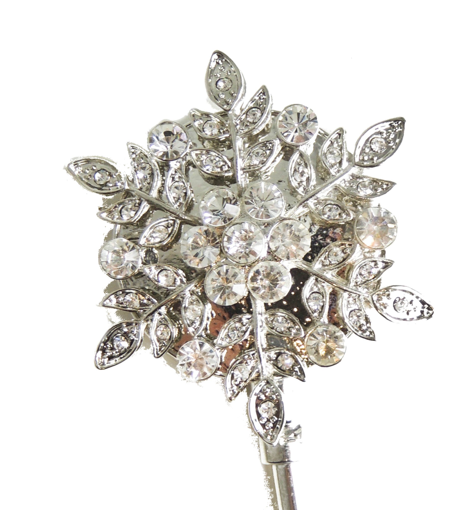 Gancio Portaborsa A Fiore Con Cristalli - Argento Brillante - Elegante Accessorio