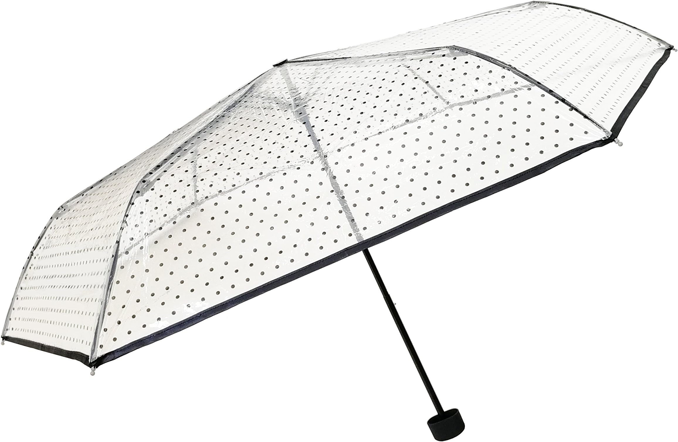 Smati Parapluie Transparent pliant Femme - Ultra léger Pois Noirs Folding Umbrella, 25 cm