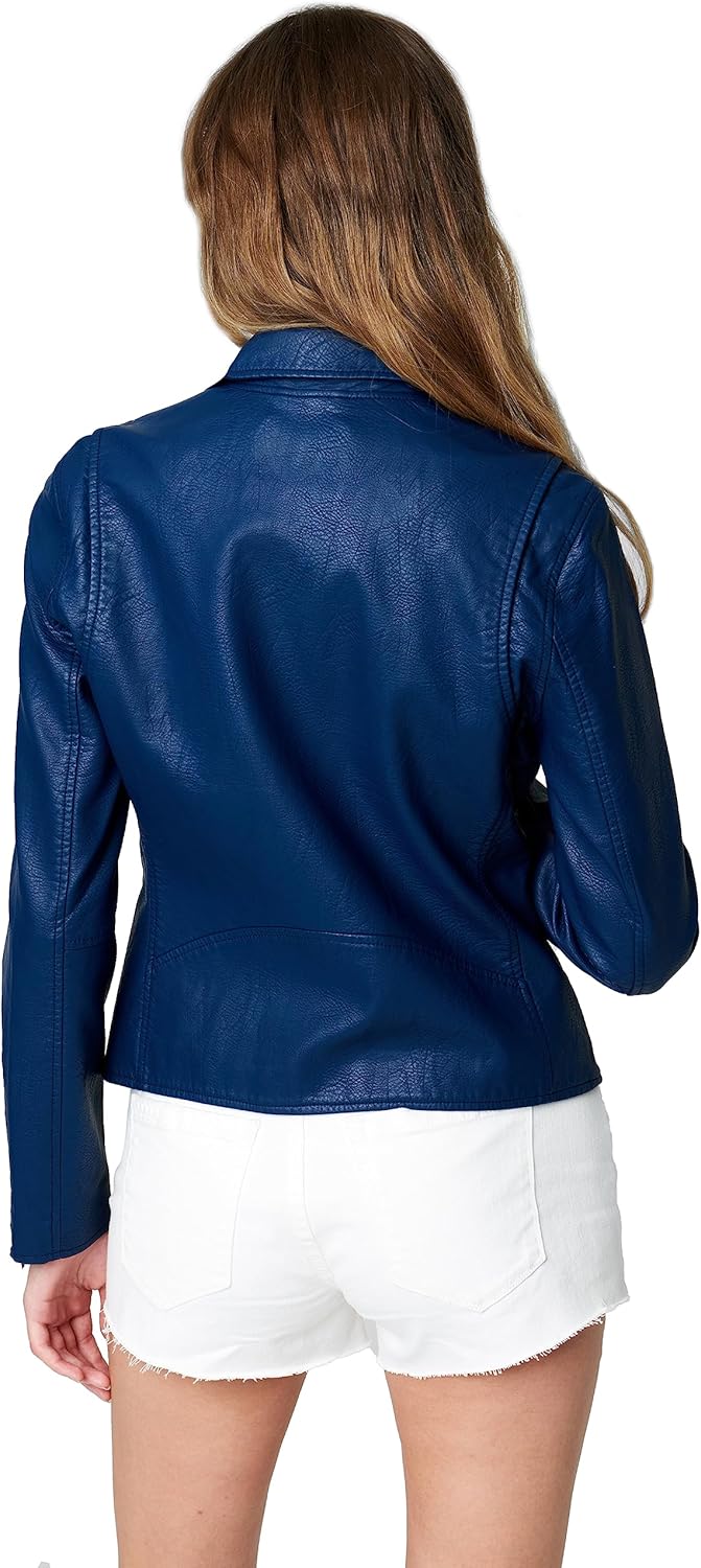[BLANKNYC] Womens Luxury Clothing Semi Fitted Vegan Leather Motorcycle Jacket - Image 3