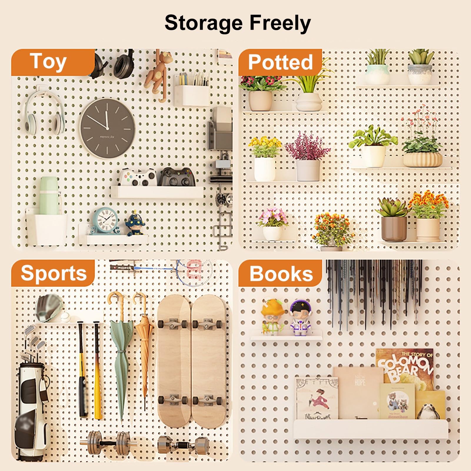 Organizador Herramientas con 10 Ganchos, Panel Herramientas Pared Tablero Perforado Escritorio Pegboard Panel Perforado(Black,60x40cm/24x16in)