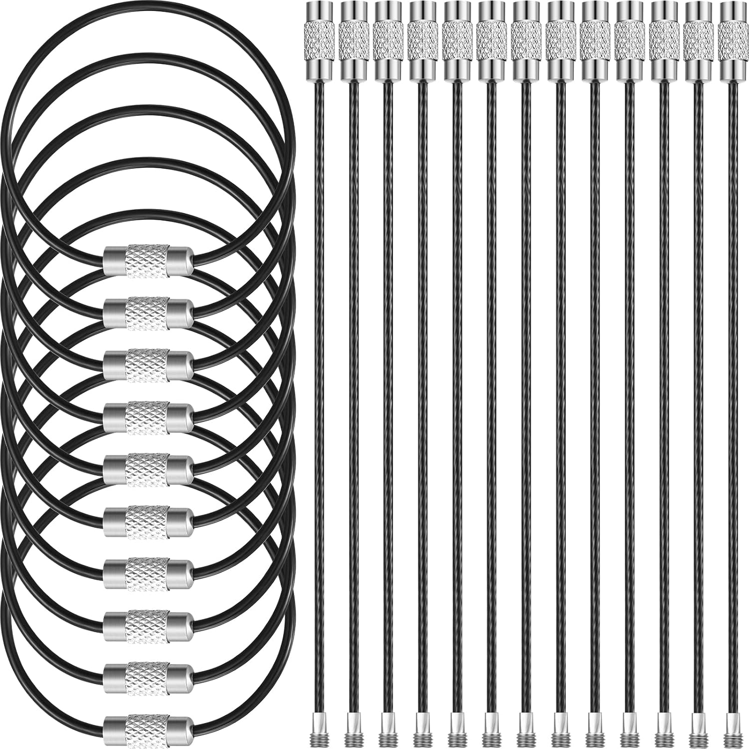 Tuanse 200 Pcs Wire Keychain Cable Stainless Steel Wire Ring Cable Heavy Duty Luggage Tags Loops Tag Keepers 2mm Twist Barrel(4.33 Inch Long)