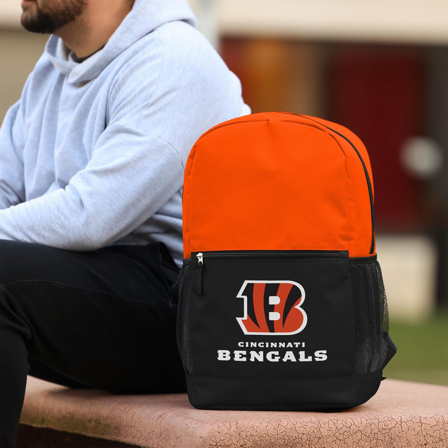 FOCO NFL Officially Licensed Football Team Color Primary Logo 2 Tone Big Logo Color Block School Bag Travel Backpack - Cincinnati Bengals - Image 5
