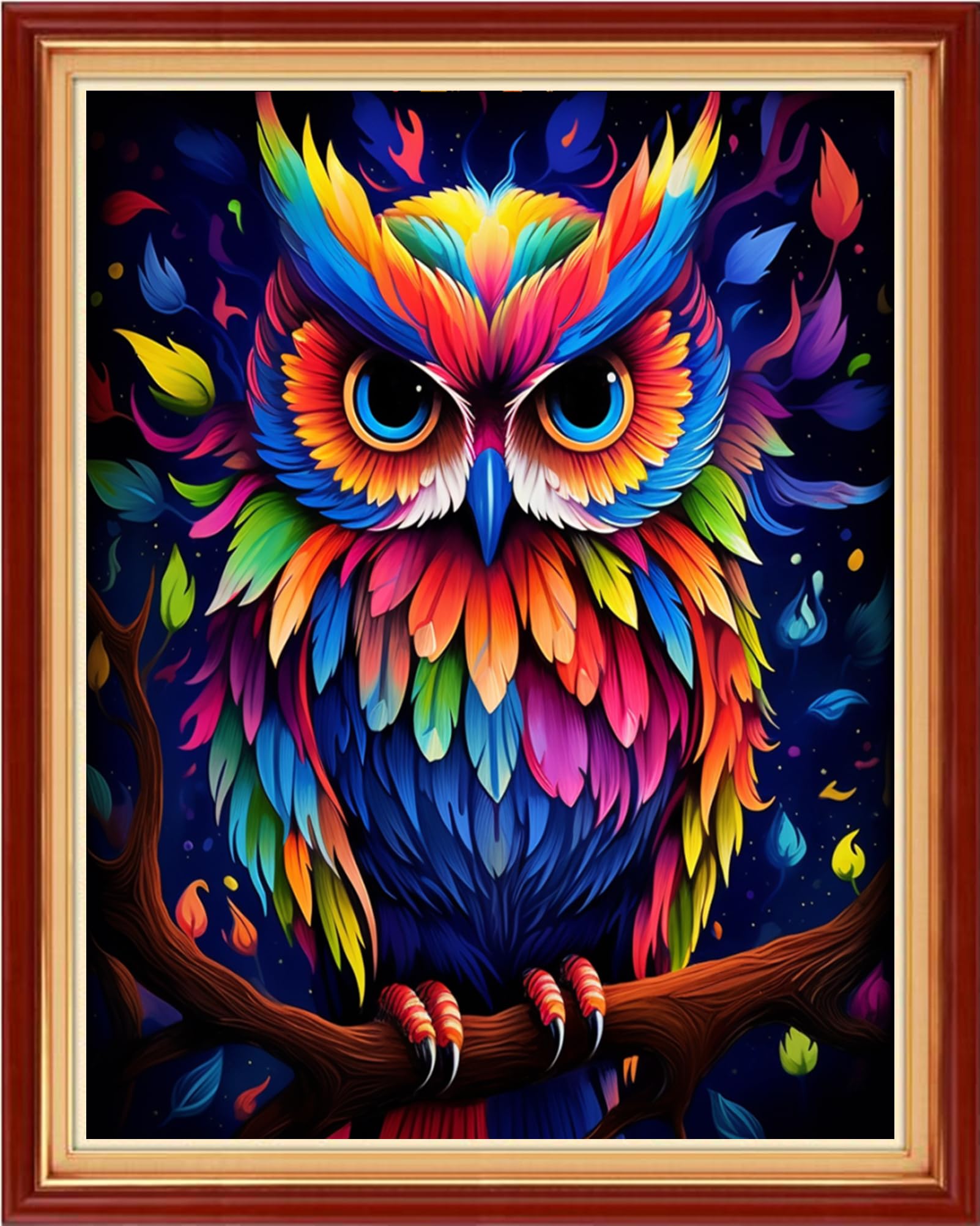 DMCVIVR Stamped Cross Stitch Kits for Beginners Adults Needlepoint Kits for Beginners Embroidery Kits for Adults Crossstitch Kit for Beginners 11CT-Colorful Owl 16x20 inch