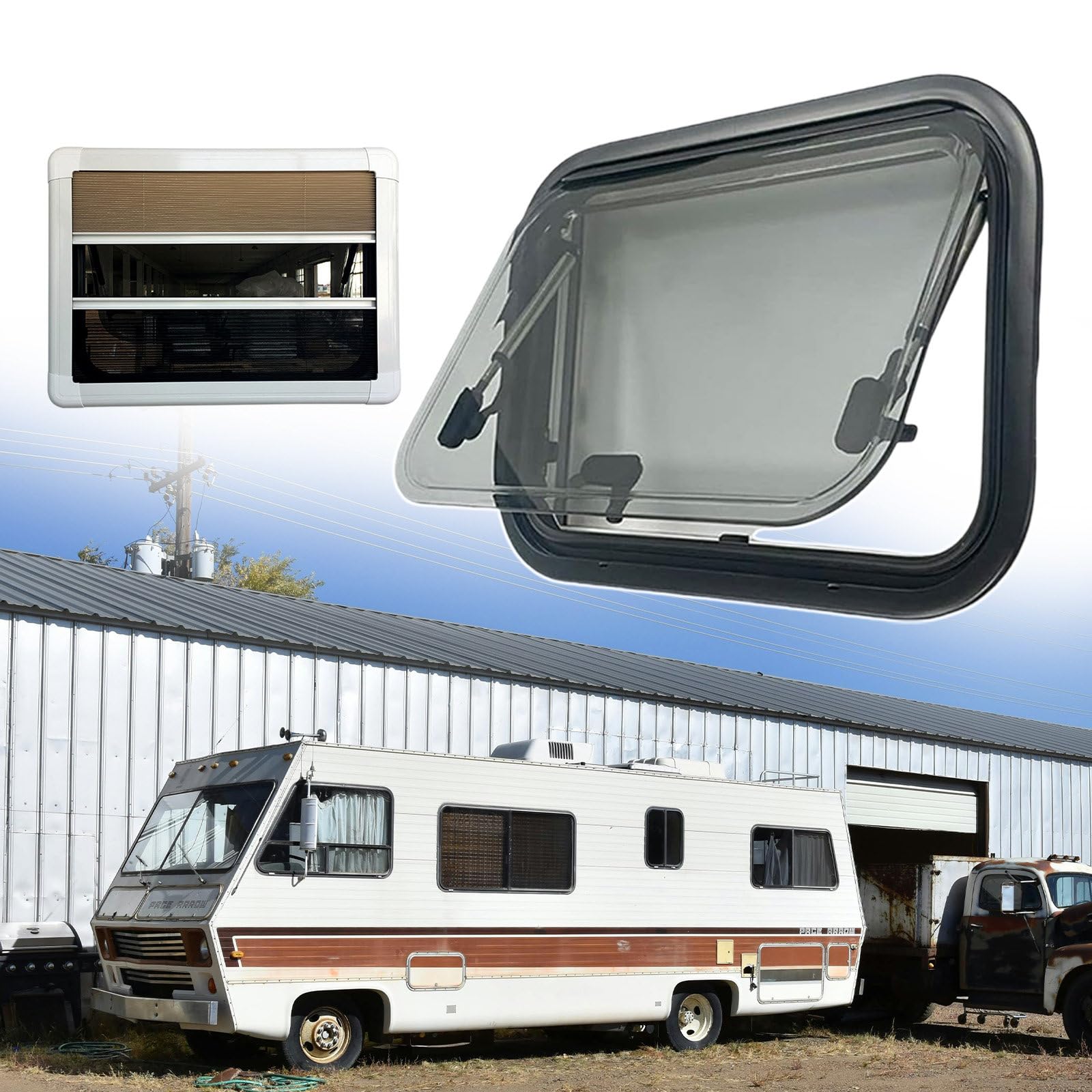 Genérico Control de ventilación para Ventanas de autocaravanas, reemplazo de Ventanas de autocaravanas, persianas para autocaravanas, Equipadas con Varillas de Soporte, para caravanas, autocaravanas,