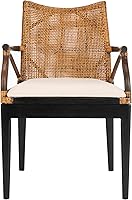SAFAVIEH Gianni Rattan Arm Chair Solid Mahogany Wood Tropical Coastal Accent Chair for Dining Living Room SEA4011A