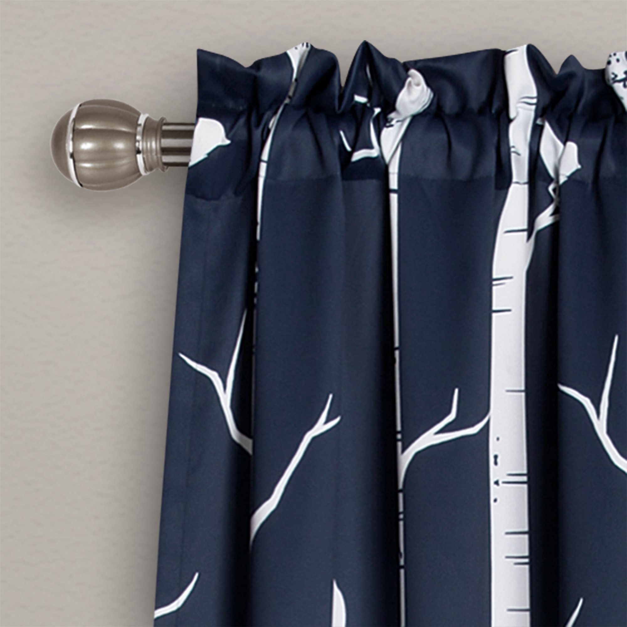 Lush Dcor Bird On The Tree Curtains Light Filtering Window Set for Living, Dining, Bedroom, 84 in L Panel Pair, Navy, 2 Count - Image 2