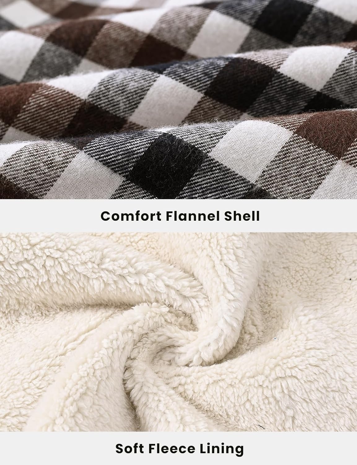 TBMPOY Men's Flannel Shirt Jacket Fleece Lined Plaid Sherpa Full Zip Winter Hoodie Warm Coat Casual Zipper Pockets - Image 4