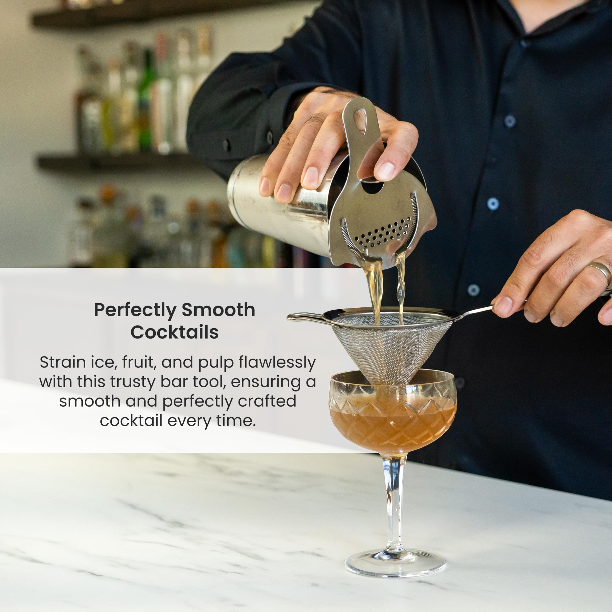 A Bar Above Colador profesional de malla fina para camarero, colador de cóctel de acero inoxidable 304 a prueba de óxido para bar en casa y camareros profesionales. Ideal para cócteles, hierbas de té,